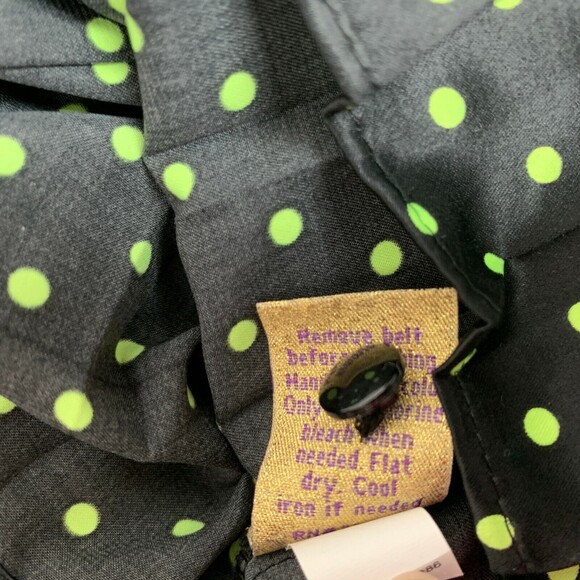 Princess Vera Wang Juniors Top Size 1 Black Green Polka Dots Pleated Sheer Back - Picture 7 of 7